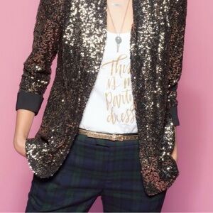 Sam Edelman Glittering Black Sequin Blazer